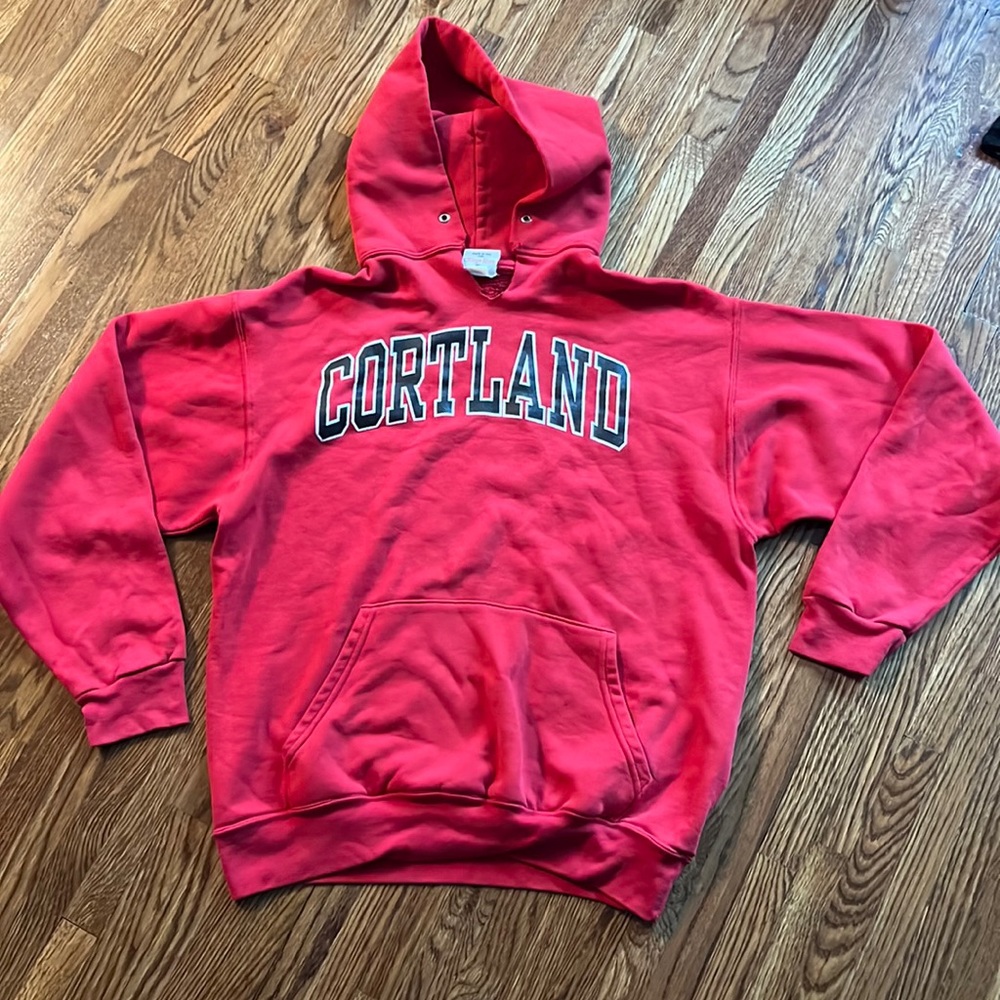 Suny cortland red hoodie with cut size medium